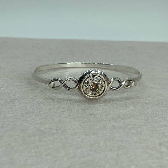 925 Sterling Silver Infinity Design Pinch Bracelet Bangle Fits Kameleon Jewelpop - Picture 7 of 12